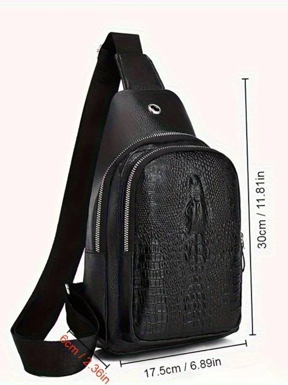 Crocodile Pattern Chest Bag with Earphone Hole Casual Shoulder Messenger Bag
